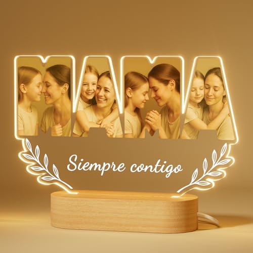 iDIY Lampara Personalizada con tu Foto - 3D Led, para Día de la Madre Mamá Regalo Original para Cumpleaños, Navidad, Acción de Gracias