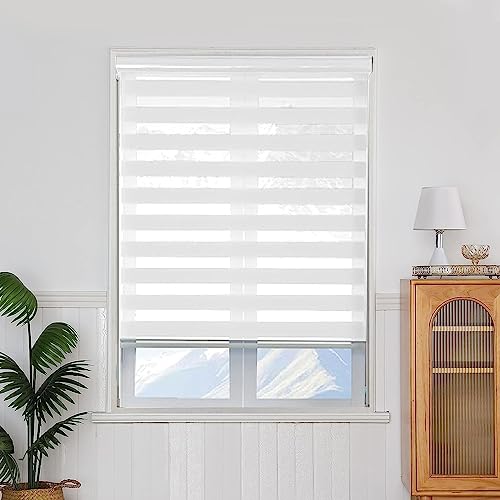 Estor opaco portátil de 80 x 220 cm para el hogar, oficina, dormitorio, protección UV, filtro de luz, doble tela, fácil de instalar, accesorios incluidos, color blanco
