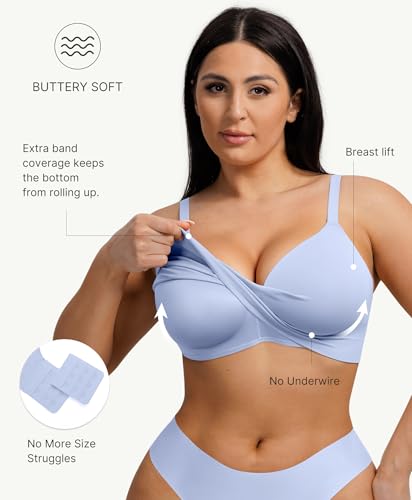 Image of FeelinGirl Wireless Supportive Bra for Women, Seamless Comfort Bralettes No Underwire Full Coverage Everyday Bras