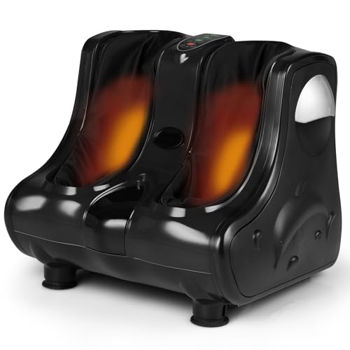 Image of Giantex Foot and Calf Massager with Heat - Shiatsu Foot Massager Machine with Vibration, Deep Kneading, 3-Level Intensity Modes, Electric Foot Massager for Tired Feet, Leg, Calf Pain Relief (Black)