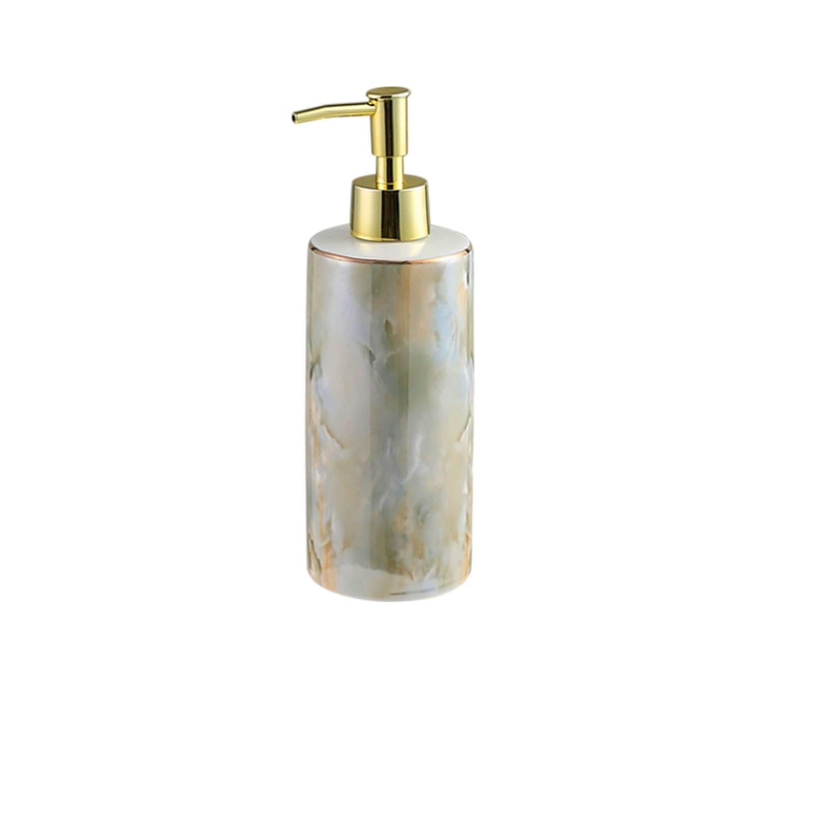 Yuihatf Style D 13.5Oz Ceramic Soap Dispenser Hand-Painted Gold Accent, Smooth Glaze, Countertop For Bathroom Hotel(Style D)