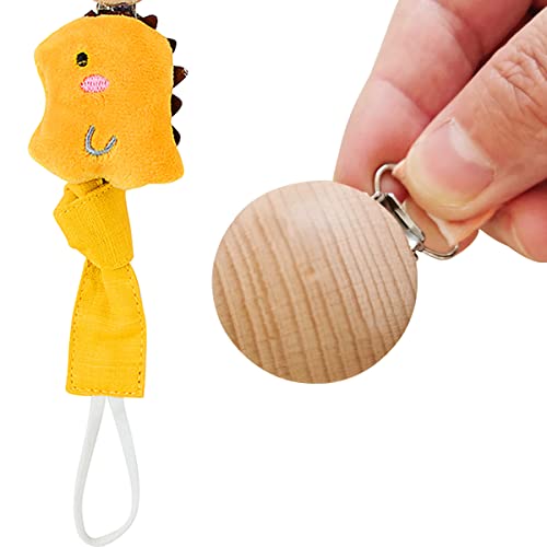 Image of Pacifier Chain Soft Cotton Strap with Clip, Pacifier Holder and Leash for Boys Girls Fits Baby Teethers and Toys Gift (Dinosaur)