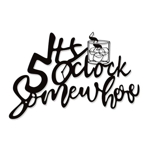 Vintage Metal "It's 5 O'clock Somewhere" Bar Sign – Rustic Bar Decorations for Home Bar, Wall Decor & Unique Gift Idea