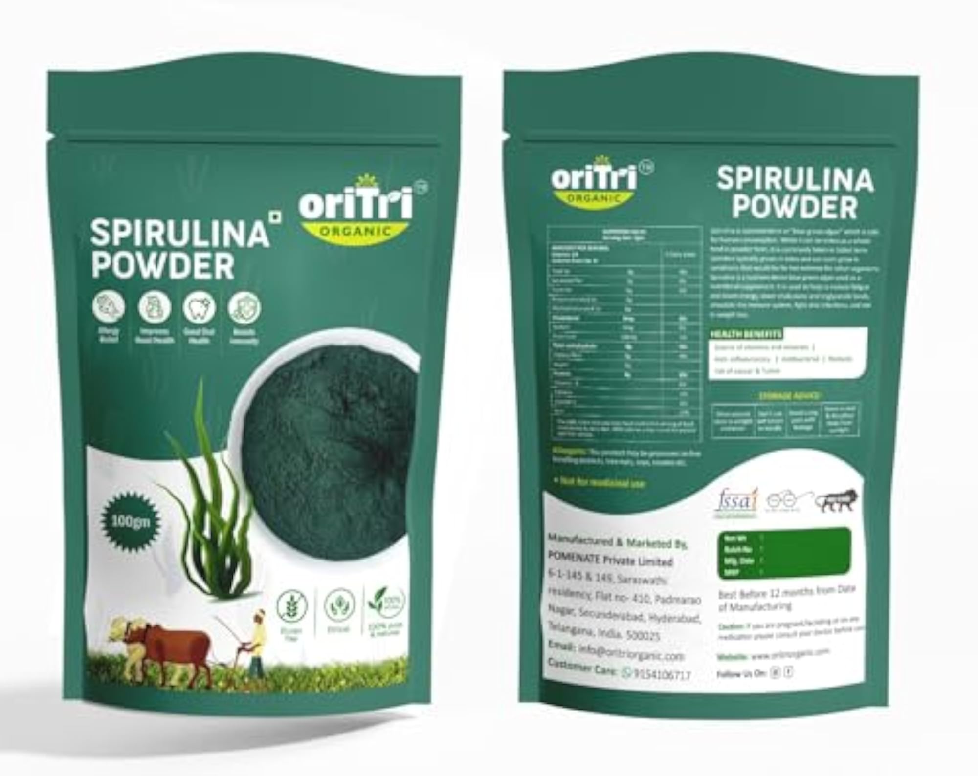 Organic Wellness Duo: Spirulina & Pomegranate Seed Combo Pack