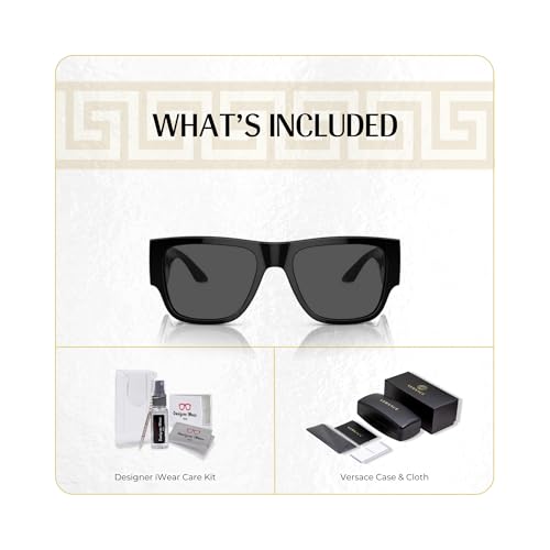 Versace VE4403 Rectangular Sunglasses for Men +BUNDLE with ACCESSORY EYEWEAR KIT2