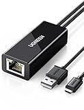 UGREEN Adaptador Micro USB a Ethernet RJ45, Adaptador de Red LAN 100Mbps Cable Adaptador Compatible con Fire TV Stick 4K/3/2, Google Chromecast 3/Ultra/2/1/Audio, Convertidor RJ45 y USB Carga (1M)