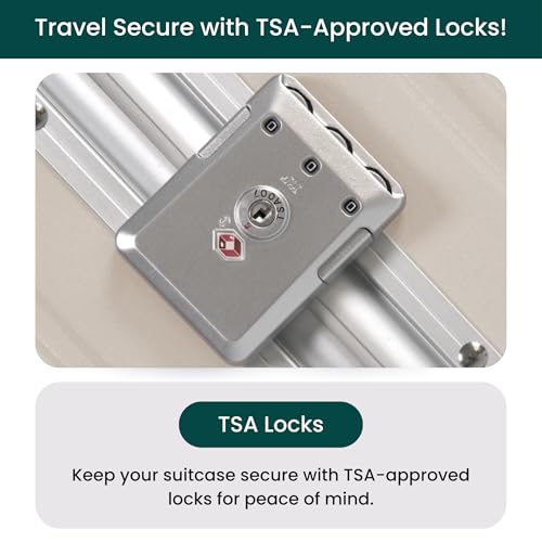 Image of Nobl Travel Zipperless Check in Suitcase - Aluminum Frame, TSA Locks, Beige