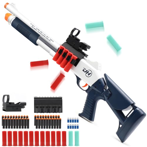 Bugrtey Soft Bullet Toy Gun, Shotgun with Shell Ejecting [with 50 Soft Darts 14 Shells], Toy Foam Blaster Guns for Boys Adults, Shooting Play Model, Gifts for Christmas Birthday Halloween
