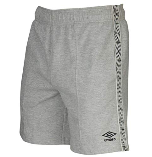 Umbro Men's Club Fleece Shorts, Medium Grey Heather/Black Large