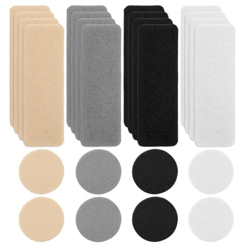 Gosknor 24 Uds Parches para Zapatos para Agujeros, Forma Redonda Rectangular Parches para Zapatos en 4 Colores Parches para Reparación de Zapatos con Pelusa