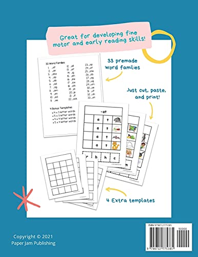 Word Families Cut, Paste, and Print!: Gr PreK-K An activity book for developing fine motor and early reading skills, 8.5 x 11" 98 pages - Image 2