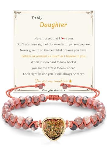 Image of Daughter Bracelets from Mom Gifts for Daughter Love Heart Bracelet To My Daughter Bracelet Birthday Gift Ideas Christmas Gifts Stocking Stuffers for Teens Beaded Jewelry