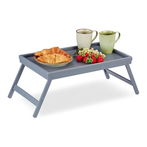 Relaxdays Bamboo Tray with Folding Legs Cover