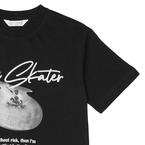 Image of Alan Jones Clothing Boys Oversized Cotton Printed T-Shirt | Round Neck, Short Sleeves, Casual Wear