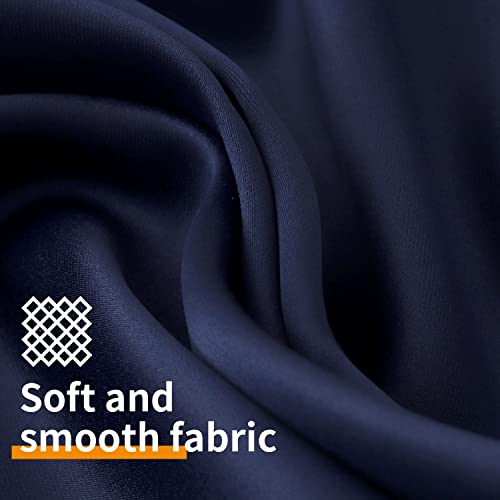 Image of YoungsTex Navy Blue 100% Blackout Curtains for Bedroom, Short Thermal Insulated Black Out Drapes with Black Backing Room Darkening, 2 Panels, 42 x 40 Inch