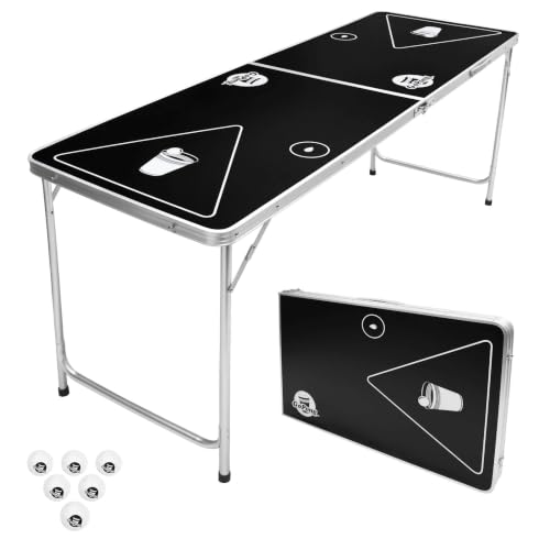 GoPong 1,8 m Portable Pliable Table de Beer Pong/Flip Cup (6 Balles Inclus)