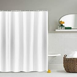 Cortinas De Baño Blancas Bordadas YISURE Cortina de Ducha Altura 200cm, Cortina de Ducha Blanca, Cortina de Ducha Textil Tejido Poliéster, Ancho 180 x Alto 200cm