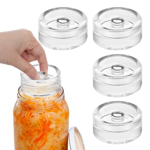 TranRantic 4 Pack Fermentation Weights 7cm Glass Fermenting Weights for Wide Mouth Fermentation Jar Easy Grip Glass Fermentation Stone to Remove Excess Brine for Fermenting Sauerkraut Pickles Kimchi