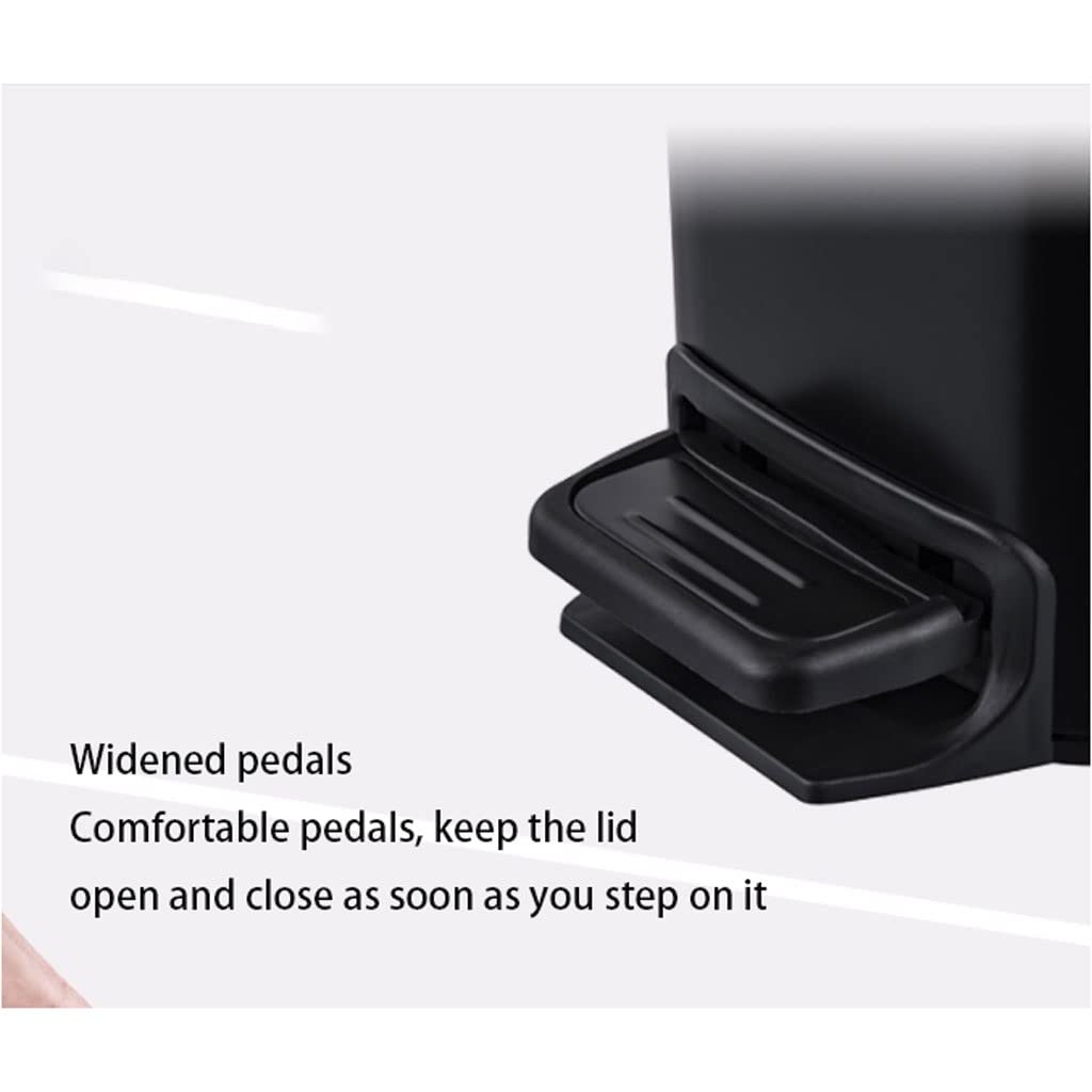 Cubo Basura Casa Pedal de Acero Inoxidable con Tapa, Basura Rectangular Papelera contenedor for baño Cocina for el hogar Papelera Reciclaje(B)