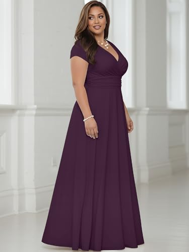 Image of KOH KOH Womens 2026 Sexy Cap Short Sleeve V-Neck Flowy Cocktail Gown