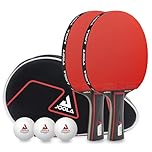 JOOLA Set da Tennis da Tavolo Duo PRO, 2 Racchette da Ping-Pong + 3 Palline + 1 Borsa Portatile, Rosso/Nero, 6 Parti