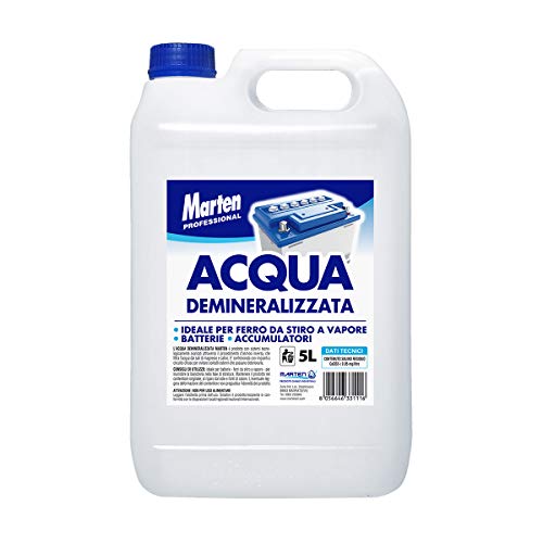 Acqua DEMINERALIZZATA per BATTERIE ACCUMULATORI E Ferri da Stiro da 5 LT