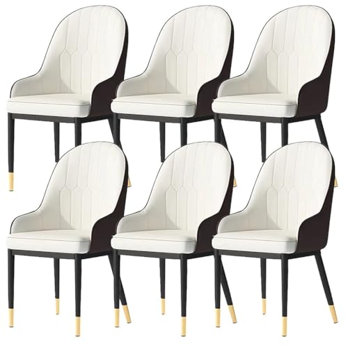 Image of Dream Furnishing - Set of 4 Dinning Chairs Elegant & Luxury Looks Strong Metal Frame Legs for Home Cafe Office Hotel (Black White Set of 6)