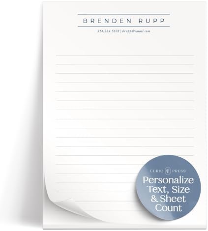 Curio Press Personalized Stationery Notepads for Women and Men, 5...