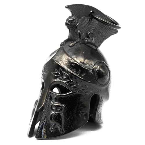 Image of Motorcycle Biker Roman Gladiator Warrior Spartan Helmet Guardian Bell Luck Gremlin Ride Bell Hanger or Lucky KeyChain
