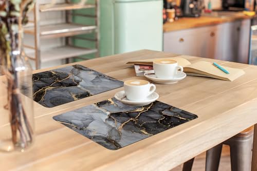 Set de Table Marbre Abstrait Or KitchenYeah en Vinyle Rigide Premium