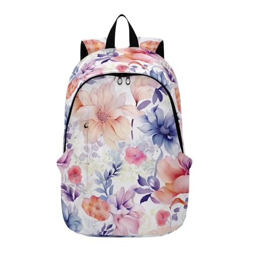 MCHIVER Travel Backpack Leaves Purple Floral Beautiful Casual Daypack Backpacks Lightweight Carry on Bag Water Resistant Hiking Backpack for Women and Men