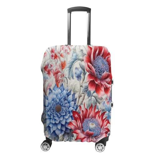 Red And Blue Flowers Travel Luggage Cover Washable Anti-scratch Suitcase Protector Dustproof Protective Cover Case for Wheeled Luggage Fits 19-32 Inch Luggage
