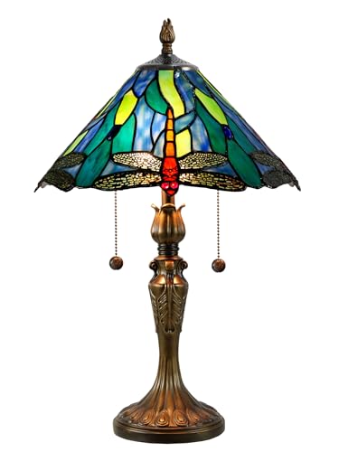 Dale Tiffany TT19215 Huxley Dragonfly Tiffany Table Lamp, Antique Bronze