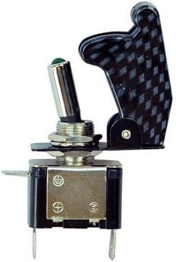 Rocker Toggle Switch SPST ON/Off 12V/20A Carbon Fiber Cover LED Illuminated 3Pin for Car Truck Boat Motorcycle (Pack of 1,Green)