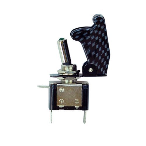 Rocker Toggle Switch SPST ON/Off 12V/20A Carbon Fiber Cover LED Illuminated 3Pin for Car Truck Boat Motorcycle (Pack of 1,Green)