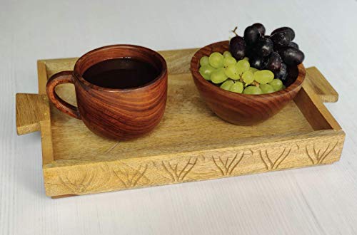 NURTURE INDIA Fish Wooden Handcrafted Serving Tray 12″ x 8″ x 1.5″, Dining & Kitchen, Tableware, Home Decor, Bed Breakfast Tray, Decorative Tray, Tray for Snacks, Serving Tray, Wooden Tray