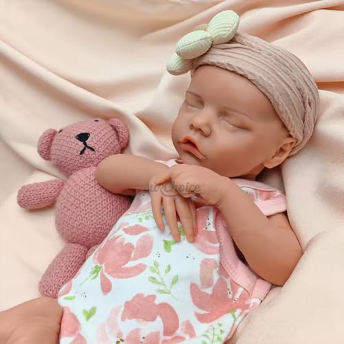 44 cm große, realistische Silikon-Babypuppe, Mädchen, offener Mund, süßes Gesicht, handbemalte Reborn-Puppe, lebensechtes Neugeborenes für Senioren und Kinder – Bild 6