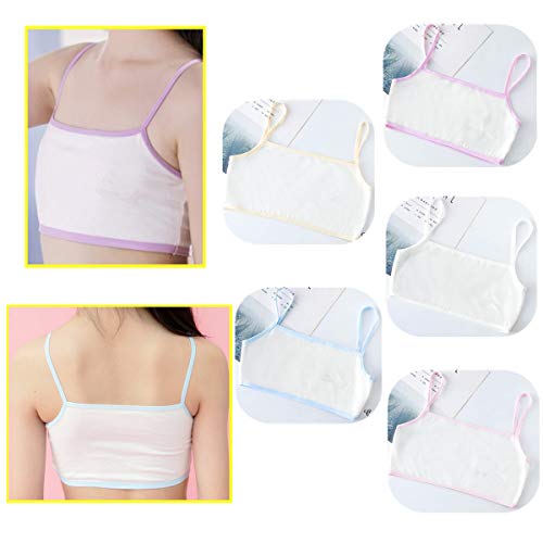 5Pcs Training Bra for Girls 10-12 Cotton Cami Crop Bralette Sports Bras for Kids3