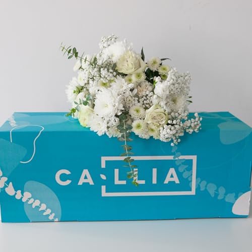 Callia Flowers - White & Green Fresh Flower Bouquet - (Standard) Hand-Tied Fresh Cut with Vase, Fresh Flowers Delivery for Birthday, Sympathy, Get Well, Floral Arrangements with Local Delivery — view 4