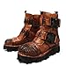 BB BEROBELLO FASHION IS AN ATTITUDE Men's Combat Motorcycle Leather Boots Soft Comfortable Ankle Boots (Brown, us_footwear_size_system, adult, men, numeric, wide, numeric_10)