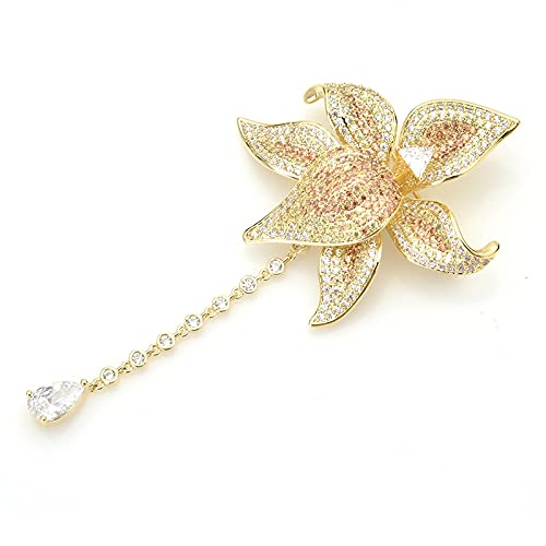 Damen-Brosche, Damenmode-Accessoires, Damen-Elegante Blumen-Brosche, Party-Brosche, Wassertropfen-Kette, Blumen-Hochzeitsbankett-Brosche, Exquisite Broschen