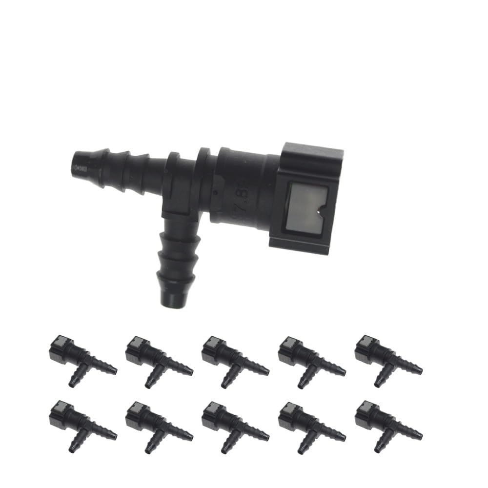 Jhjozsw 10 Pcs 1/2/5/10 Car Fuel Line Tee Connector Hose Coupler 7.89 Id6 Rubber Nylon Oil Pipe Connect Disconnect Release Pa12(10 Pcs)