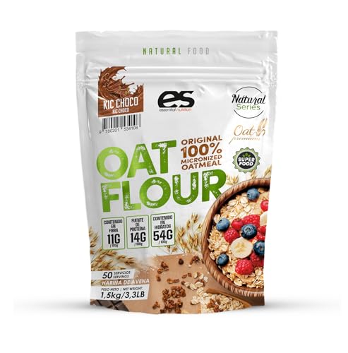 Harina de Avena 100% ESSENTIAL NUTRITION | 22 Sabores diferentes | 1500gr de sabor | 100% Natural Avena Flour | Edulcorante: Sucralosa (1,5 kg, Kit kat)