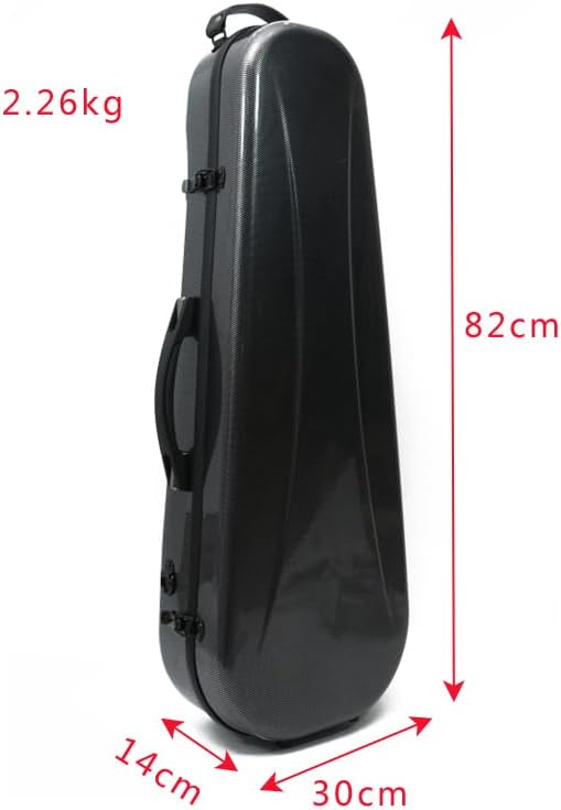 Vetimobato Carbon Fiber Viola Case 16 Inch Lightweight Hard Shell with Adjustable Interior Fits 15-17'' Violas Protective Shield Hygrometer 4 Bow Holder Backpack Strap for Professional