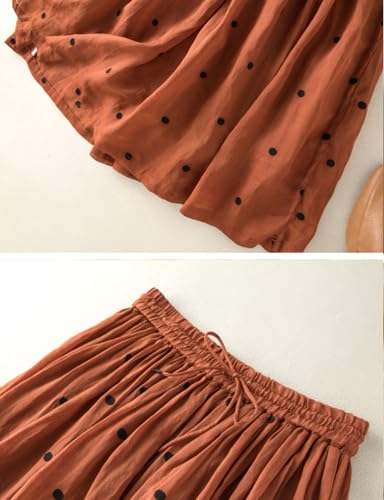 Skirts for Women Linen Flowy Casual A Line High Elastic Waisted Ankle Length Midi Skirts4