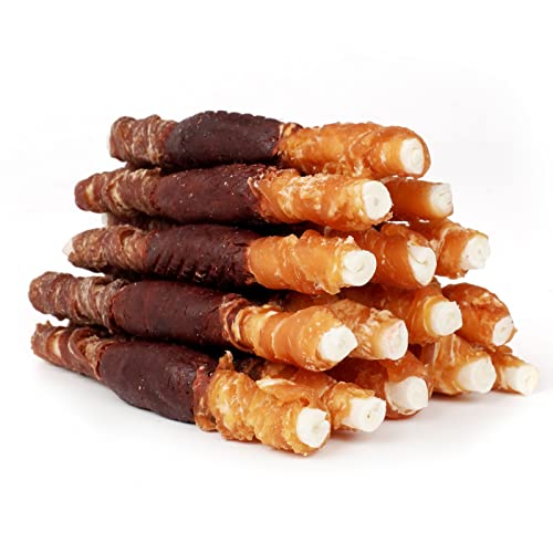 Mon2Sun Dog Treats, Triple Flavor 5 Inch Chicken Liver Duck And Chicken Wrapped Rawhide Snacks For Small And Medium Dogs, 10.58 Oz (15 Count-Pack Of 1) #TOP6