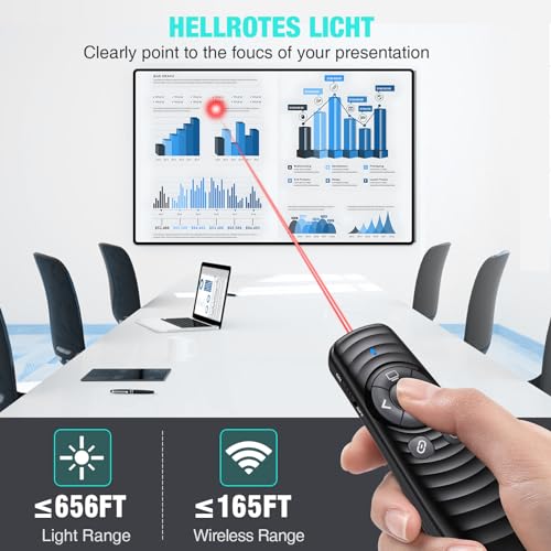 Controle remoto de apresentação sem fio recarregável USB tipo C para apresentações Powerpont com con