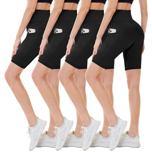 CAMPSNAIL 4 Pack Biker Shorts Women with Pockets...
