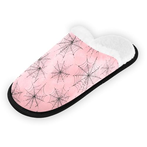 Halloween Spiders Web Pink Cute Slippers For Women Men Soft Memory Foam Non-Slip Hallowmas Winter Indoor House Shoes Travel Slipper2