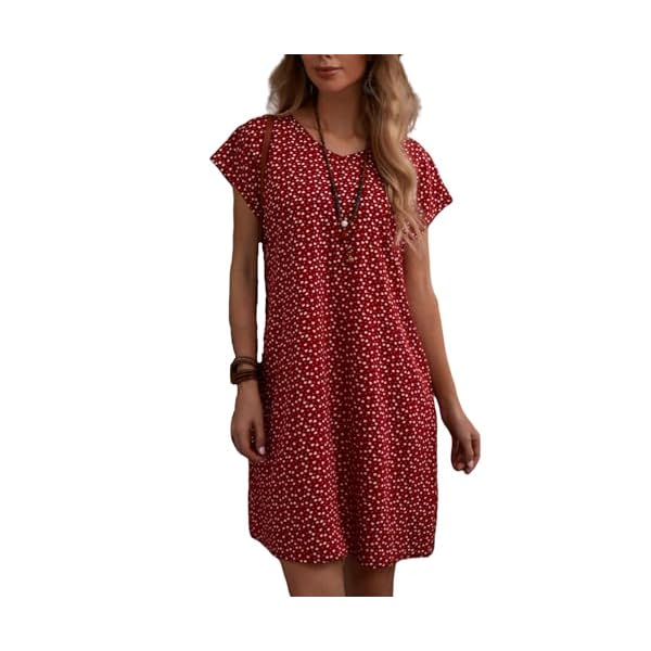 Summer Dresses for Women V Neck, Floral Spring Summer Sundress with Flutter Sleeves Casual Beach Dress